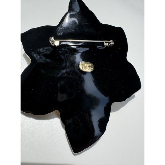 ALEXIS BITTAR Large Glowing Lucite Flower Brooch Signed Crystal Floral Brown - Picture 11 of 11